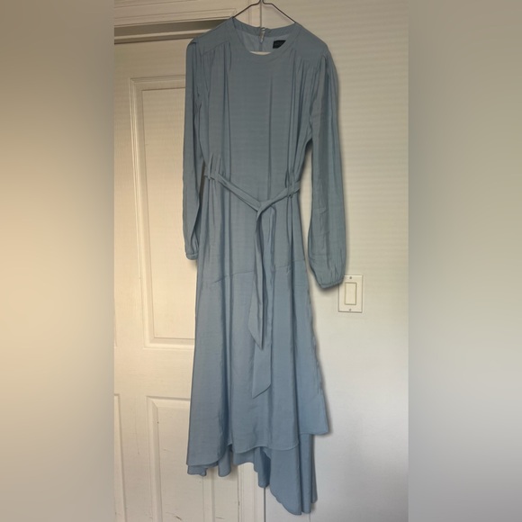 EC Light Blue Alexis Roe Wrap Dress Modest Ling Sleeve Lightweight Size Large - Picture 4 of 10